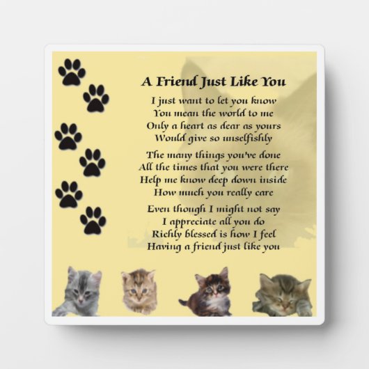 Friend Poem Plaque - Kat Design Fotoplaat (Voorkant)