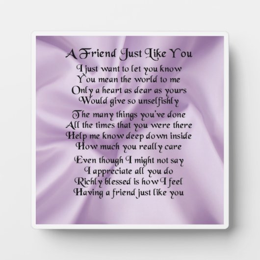 Friend Poem Plaque - Lila zijdeontwerp Fotoplaat (Voorkant)