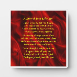 Friend Poem Plaque - Ontwerp van rode zijde Fotoplaat