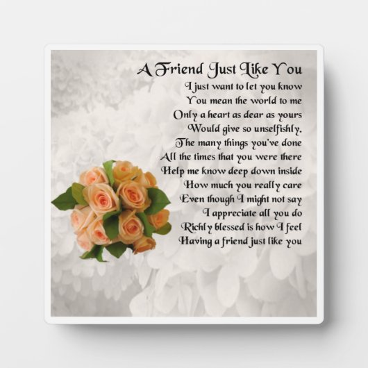 Friend Poem Plaque - Ontwerp van Rozen peach Fotoplaat (Voorkant)