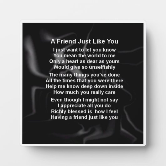 Friend Poem Plaque - ontwerp zwarte zijde Fotoplaat (Voorkant)