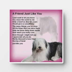 Friend Poem Plaque - Oude Engelse Sheepdog Design Fotoplaat