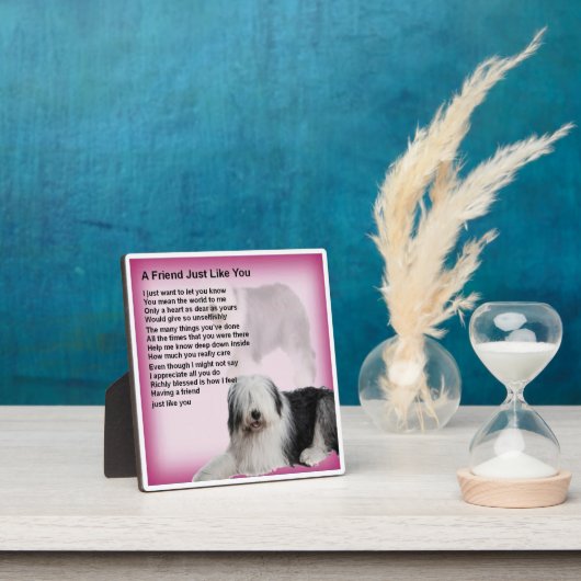 Friend Poem Plaque - Oude Engelse Sheepdog Design Fotoplaat (Insitu)