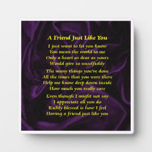 Friend Poem Plaque - Paars zijderijontwerp Fotoplaat