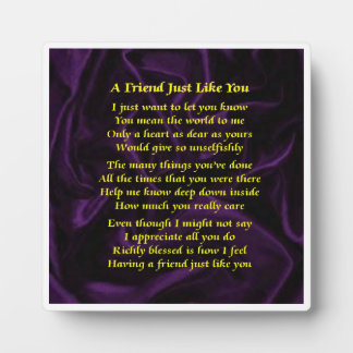 Friend Poem Plaque - Paars zijderijontwerp Fotoplaat