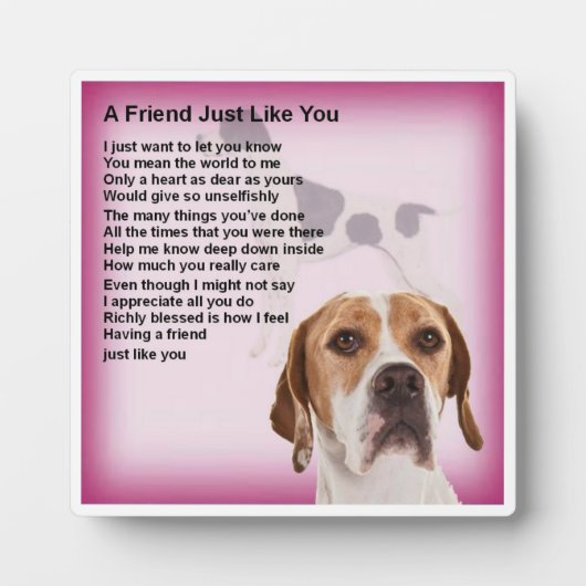 Friend Poem Plaque - Pointer Dog Design Fotoplaat (Voorkant)