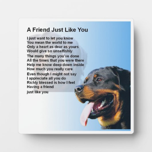 Friend Poem Plaque - Rottweiler Dog Design Fotoplaat (Voorkant)