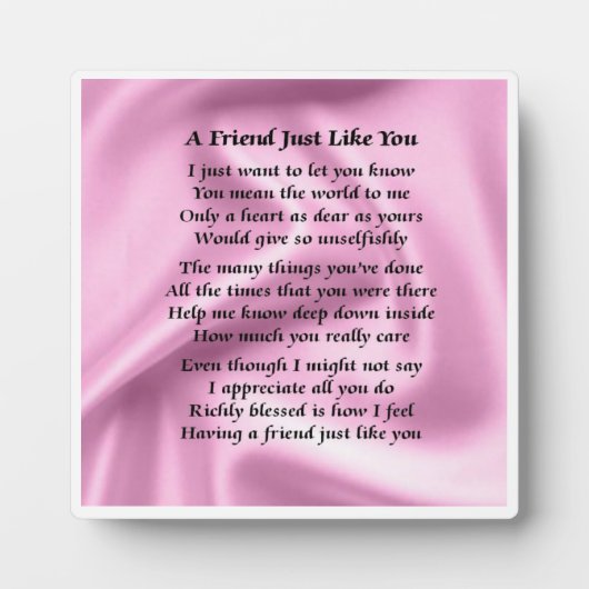 Friend Poem Plaque - Roze zijderijontwerp Fotoplaat (Voorkant)