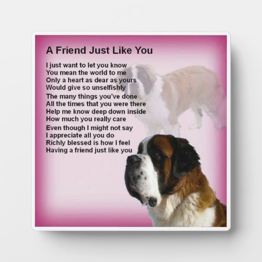 Friend Poem Plaque - St Bernard Dog Design Fotoplaat (Voorkant)