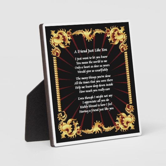 Friend Poem Plaque - Zwart design Fotoplaat (Voorkant)
