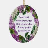 Friend Quote Paarse Mauve Lilace Flowers Custom Keramisch Ornament (Rechts)