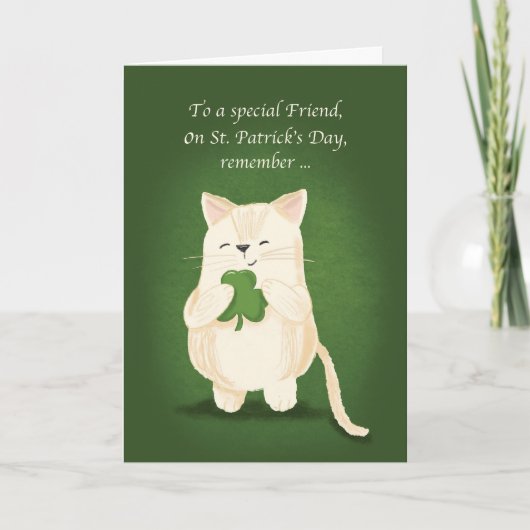 Friend St. Patricks Day Cute Kitten Shamrock Kaart (Voorkant)