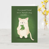 Friend St. Patricks Day Cute Kitten Shamrock Kaart (Gele Bloem)