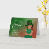 Friend St Patrick's Day Little Girl Leprechaun Kaart (Gele Bloem)