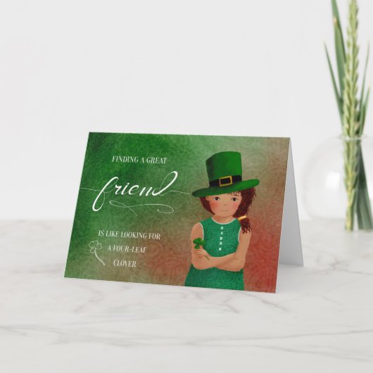Friend St Patrick's Day Little Girl Leprechaun Kaart (Voorkant)