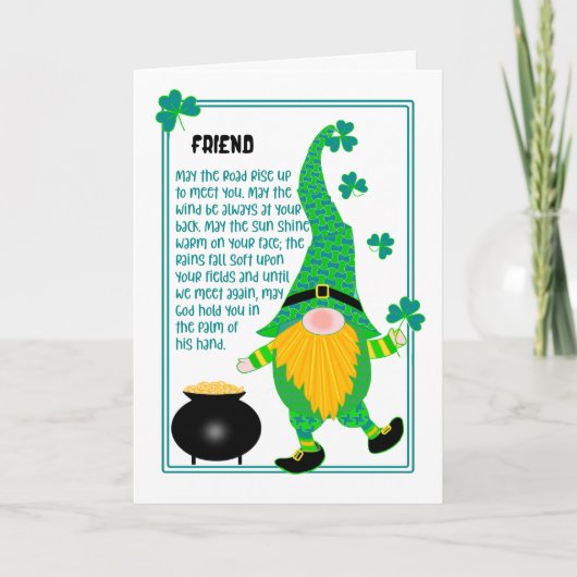 Friend St Patrick's Leprechaun Celtic Prayer Kaart (Voorkant)