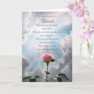 Friend Sympathy Memorial with Spiritual Poem Pink Kaart