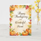 Friend Thanksgiving Sentimental Autumn Pumpkins Kaart (Gele Bloem)