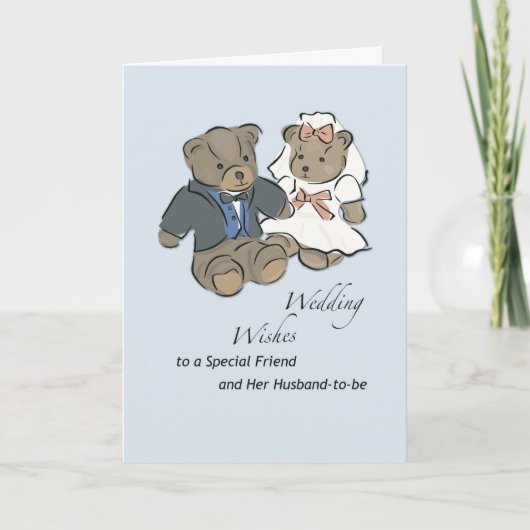 Friend Weddenschap wil Teddy Bears Bride en Groom Kaart (Voorkant)