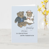 Friend Weddenschap wil Teddy Bears Bride en Groom Kaart (Gele Bloem)