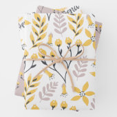 Friend Yellow Botanical Wrapping Paper Sheets (In situ)