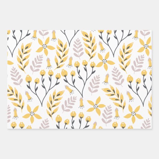 Friend Yellow Botanical Wrapping Paper Sheets (Voorkant)