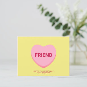 Friend yellow conversation heart Valentine's Day Briefkaart