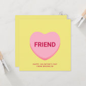Friend yellow conversation heart Valentine's Day Kaart (Voorkant / Achterkant in situ)