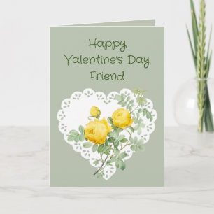 Friend Yellow Rose Garden Flower Valentijn Poem Feestdagen Kaart