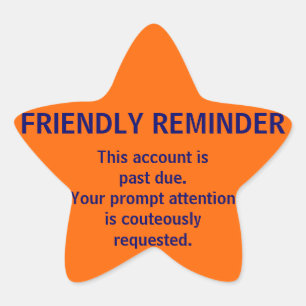 FRIENDELIJK HERINNEREN VAN DE FABRIKANTEN STER STICKER