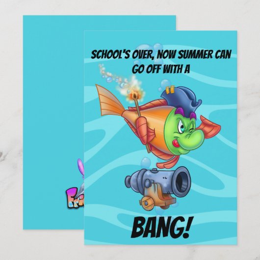 FriendFish cartoon Cute Fish Afstuderen Kaart (Voorkant / Achterkant)