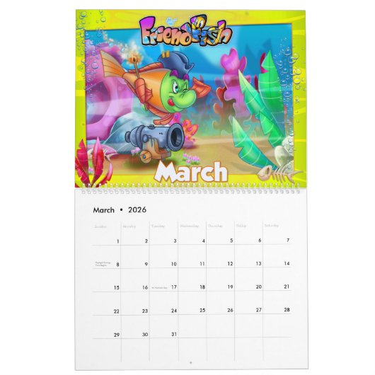 FriendFish cartoon Kalender (Mar 2026)