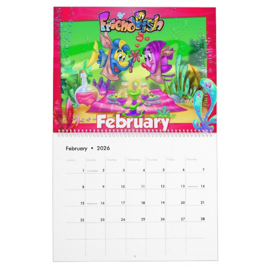 FriendFish cartoon Kalender (Feb 2026)