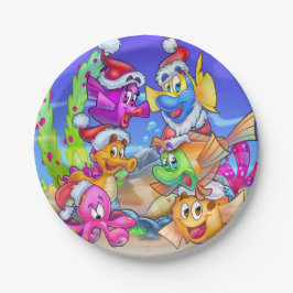 FriendFish cartoon kerstborden Papieren Bordje