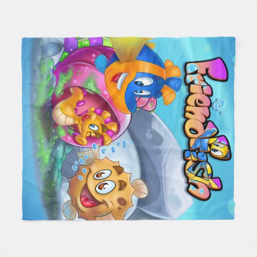 FriendFish Fleece Blanket cartoon (Voorkant (Horizontaal))