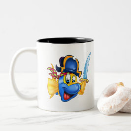 FriendFish-mok voor koffie met cartoon piratenvis Tweekleurige Koffiemok