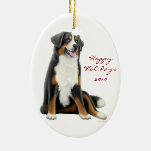 Friendly Bernese Mountain Dog Holiday Ornament (Achterkant)