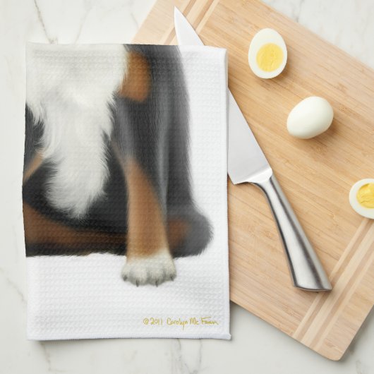 Friendly Bernese Mountain Dog Kitchen Towel Theedoek (Quarter Fold)