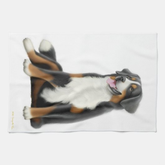 Friendly Bernese Mountain Dog Kitchen Towel Theedoek (Horizontaal)