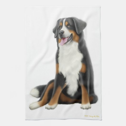Friendly Bernese Mountain Dog Kitchen Towel Theedoek (Verticaal)