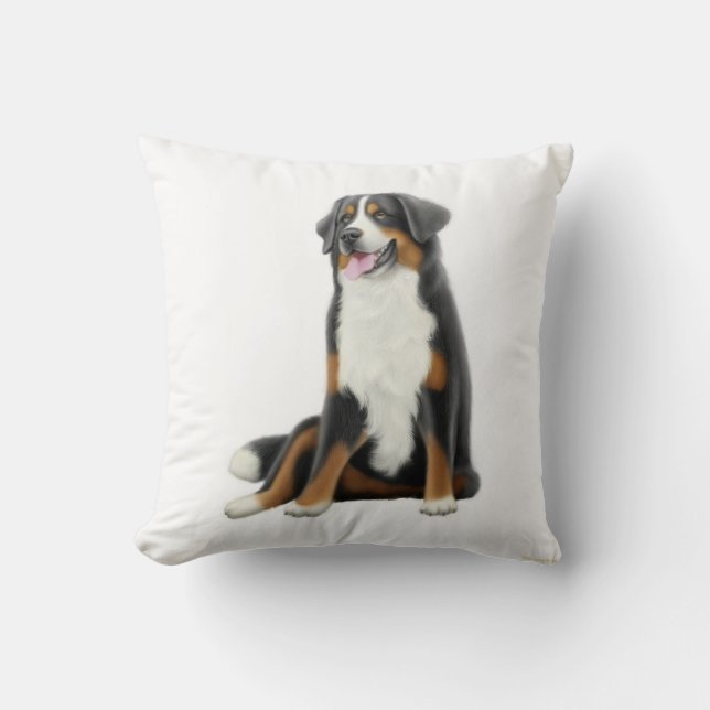 Friendly Bernese Mountain Dog Pillow Kussen (Voorkant)