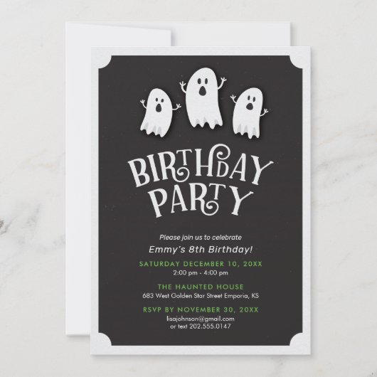 Friendly Birthday Ghost Party Kaart (Voorkant)