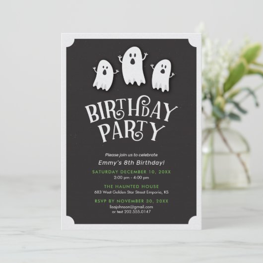 Friendly Birthday Ghost Party Kaart (Staand voorkant)