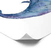 Friendly Blue Whale Waterverf Poster (Hoek)