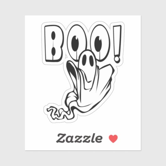 Friendly BOO Ghost Halloween Sticker (Vel)