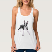 Friendly Boston Terrier Dog Flowy Racerback Tank (Voorkant)