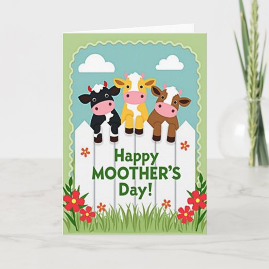 Friendly Bovines Mothers Day Card Kaart (Voorkant)