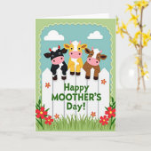 Friendly Bovines Mothers Day Card Kaart (Gele Bloem)