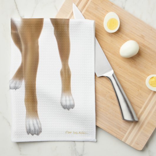 Friendly Boxer Dog Kitchen Towel Theedoek (Quarter Fold)