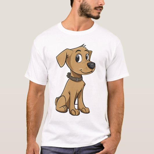 Friendly Brown Cartoon Dog T-shirt (Voorkant)